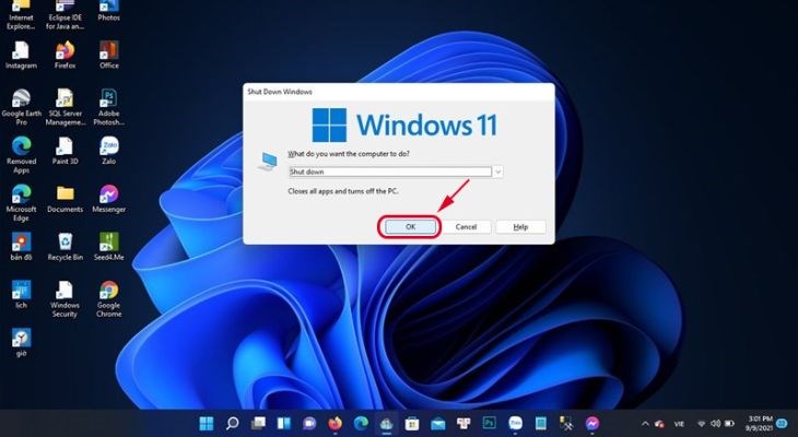Cách tắt máy tính bằng bàn phím 